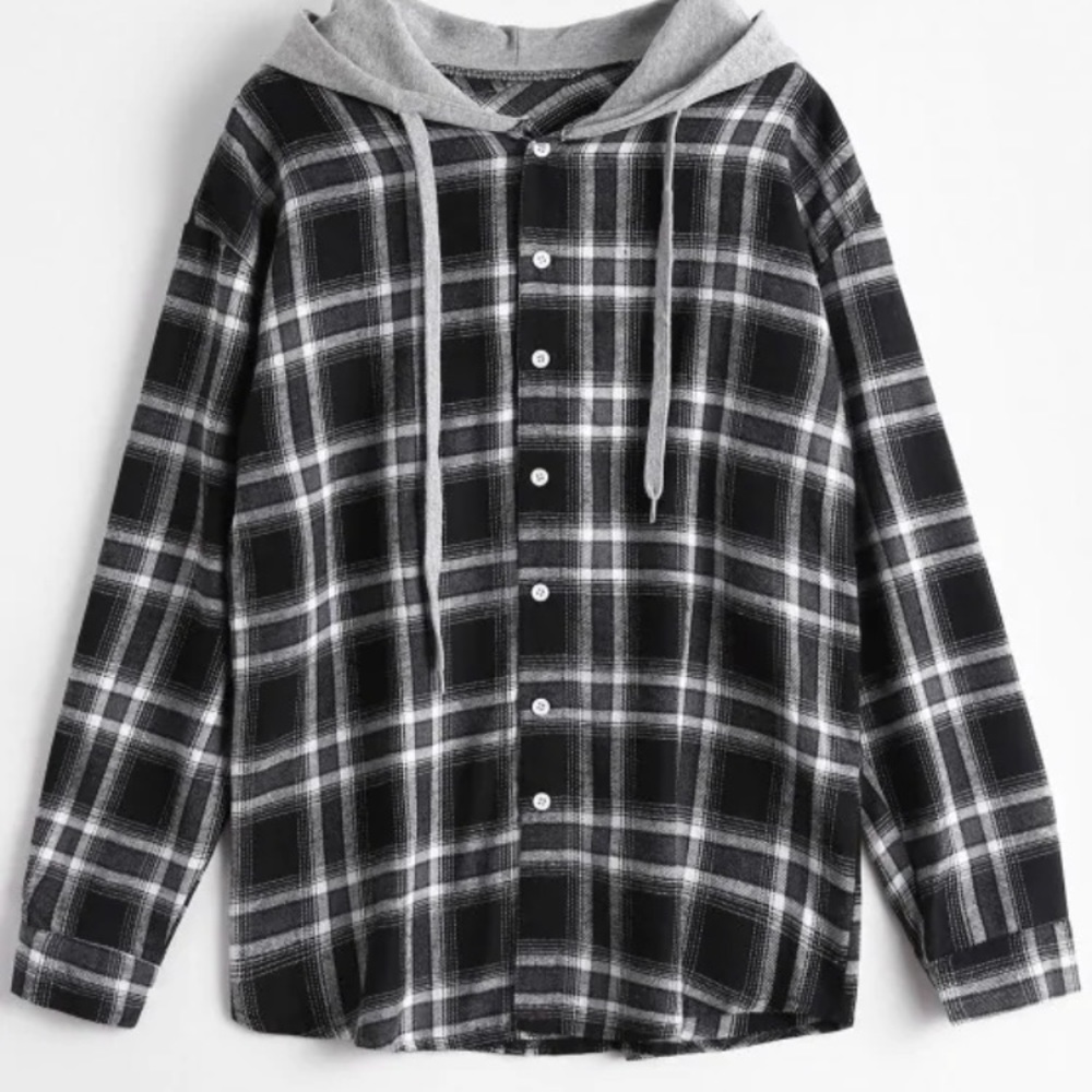 Flannel Button Up with a Hood